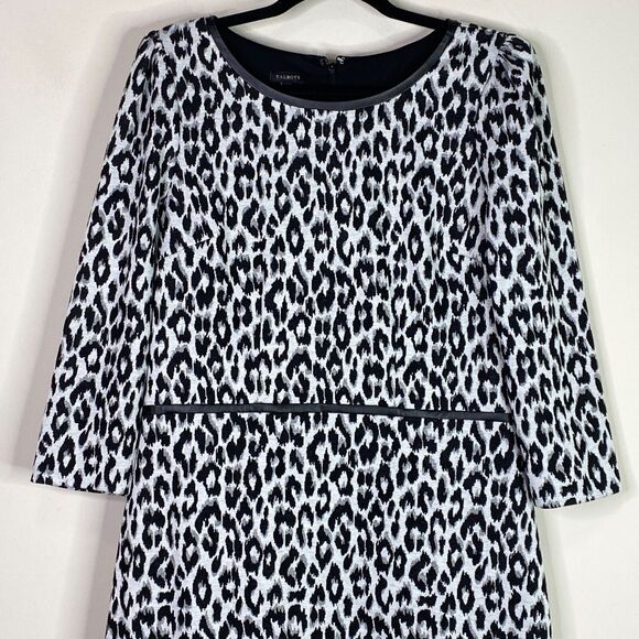 Talbots Refined Ponte Vegan Leather Trim Leopard Print Dress Women's Size 10 - Picture 4 of 9